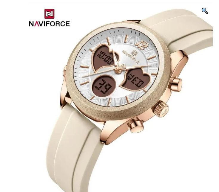 NaviForce NF5045 Women's Fashion Multifunction Heart Shape Dual Display Silicon Strap Watch - Black 10