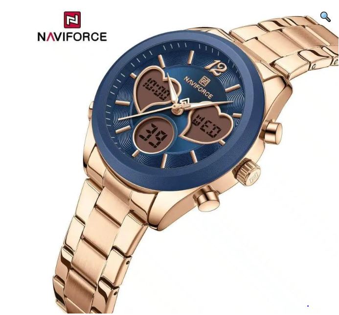 NaviForce NF5045 Women's Fashion Multifunction Heart Shape Dual Display Stainless Steel Watch - Black 3