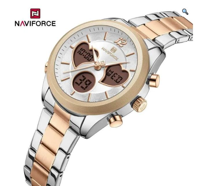 NaviForce NF5045 Women's Fashion Multifunction Heart Shape Dual Display Stainless Steel Watch - Black 5