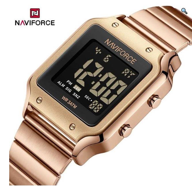 NaviForce NF5046 Women's Digital Movement Square Shape Stainless Steel Watch - Black 3