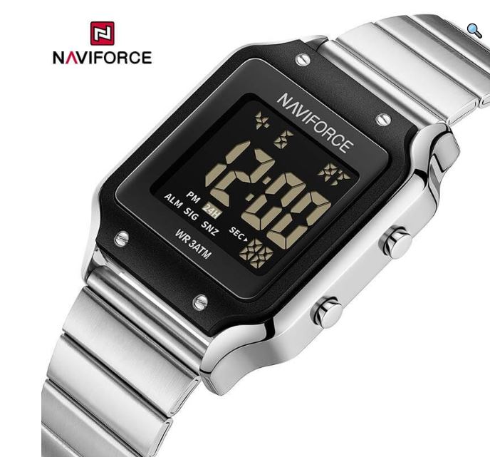 NaviForce NF5046 Women's Digital Movement Square Shape Stainless Steel Watch - Black 4