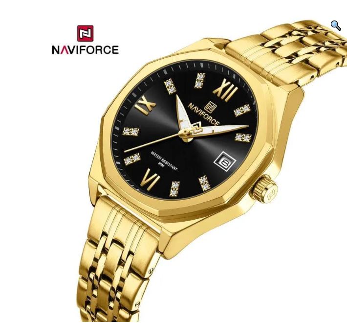 NaviForce NF5052 Business Classic Date Display Stainless Steel Watch For Women - Black/Golden