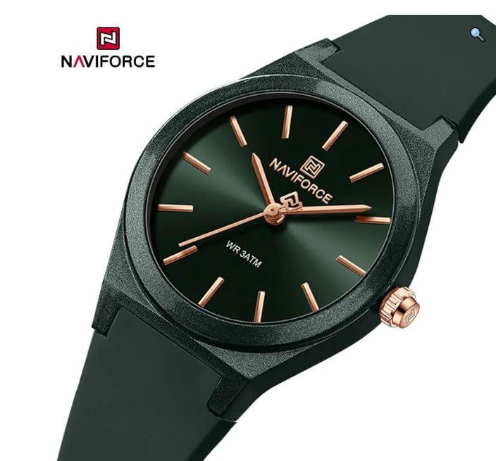 NaviForce NF5056 Women's Simple Casual Round Dial Silicon Strap Watch - Green