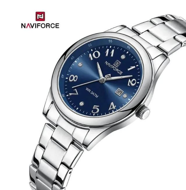 NaviForce NF5059 Fashion Stylish Diamond Quartz Date Display Stainless Steel Watch For Women - Black/Silver 3
