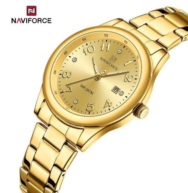 NaviForce NF5059 Fashion Stylish Diamond Quartz Date Display Stainless Steel Watch For Women - Black/Silver 4