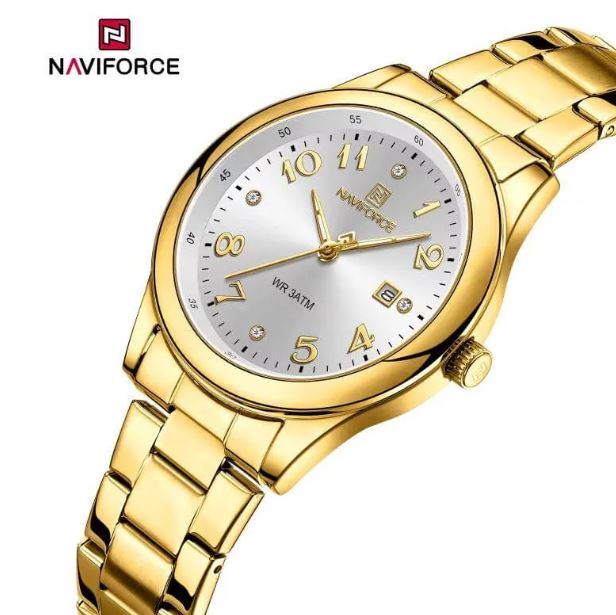 NaviForce NF5059 Fashion Stylish Diamond Quartz Date Display Stainless Steel Watch For Women - Black/Silver 8