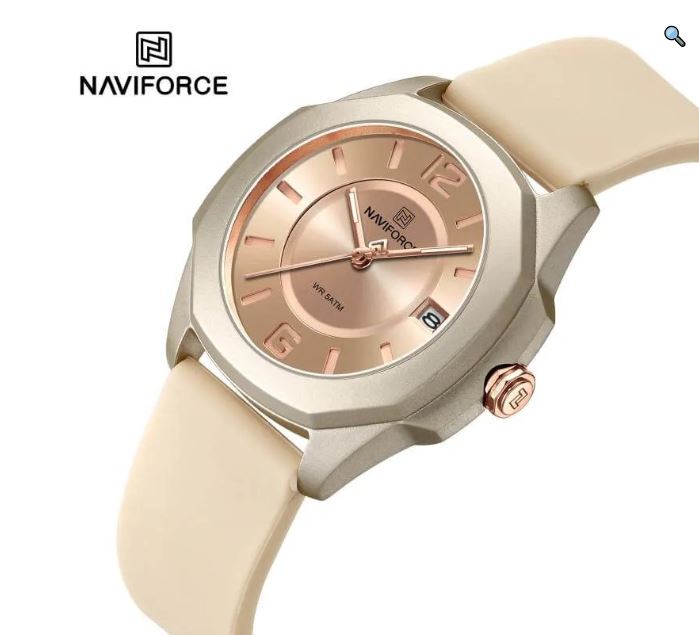 NaviForce NF7107 Fashion Simple Elegant Octagonal Bezel Silicon Strap Watch For Women - Beige