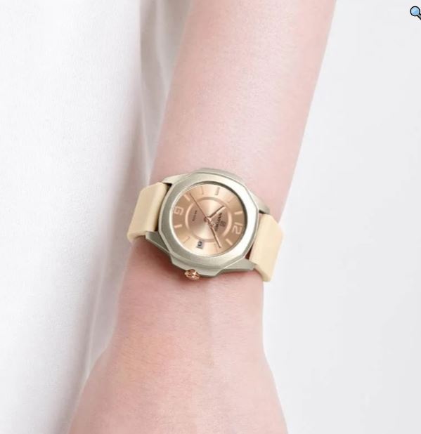 NaviForce NF7107 Fashion Simple Elegant Octagonal Bezel Silicon Strap Watch For Women - Beige 2