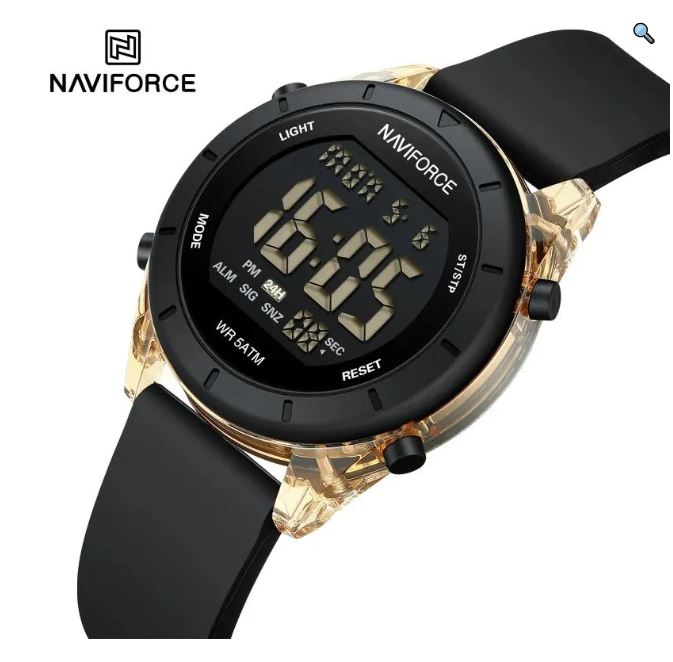 Naviforce NF7108 Fashion Multifunction Digital Silicon Strap Luminious Watch For Women - Beige 3