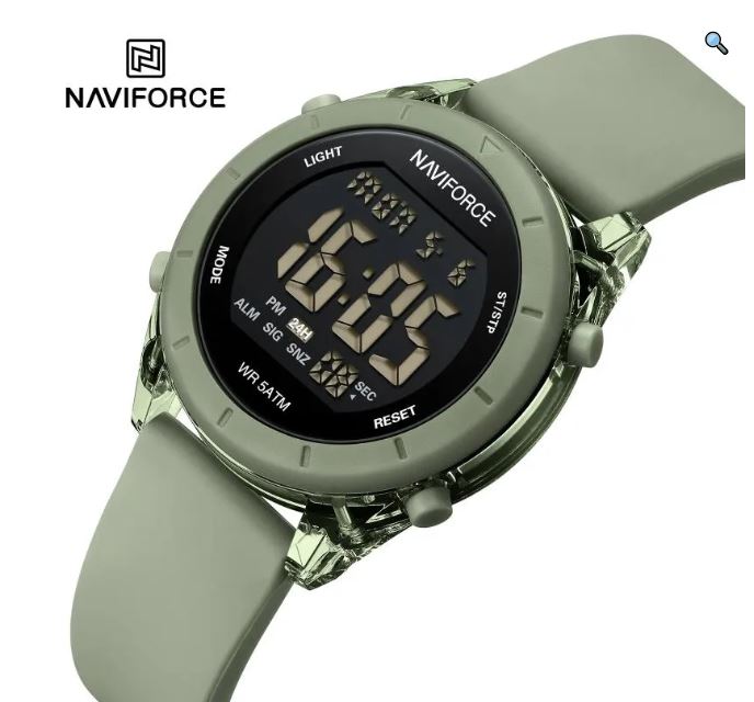 Naviforce NF7108 Fashion Multifunction Digital Silicon Strap Luminious Watch For Women - Beige 5