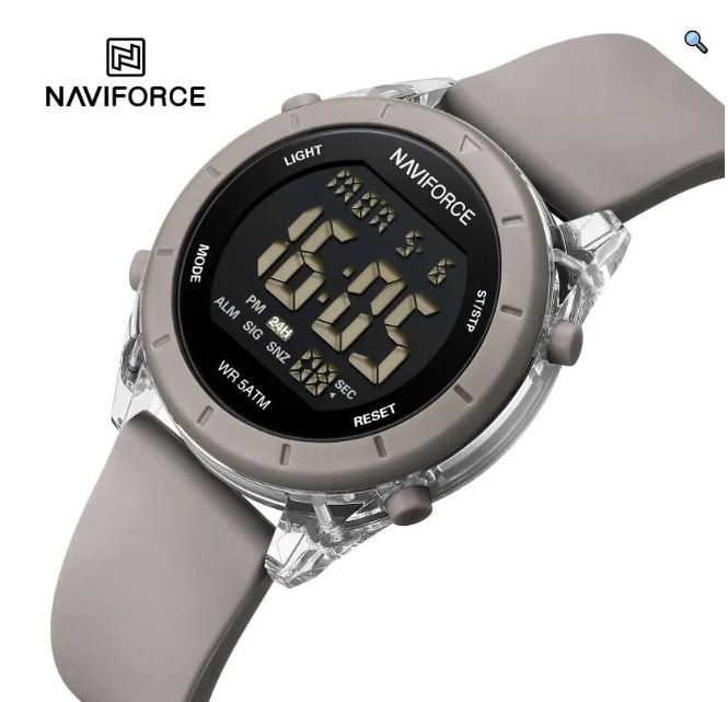 Naviforce NF7108 Fashion Multifunction Digital Silicon Strap Luminious Watch For Women - Beige 6