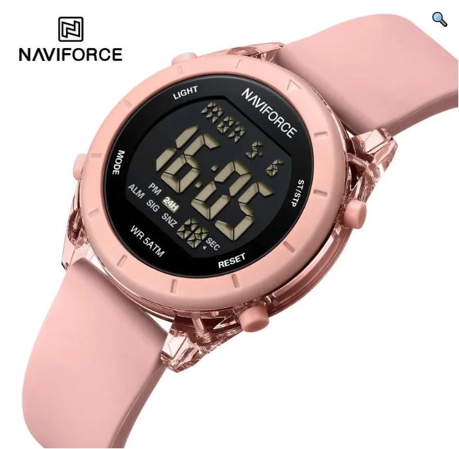 Naviforce NF7108 Fashion Multifunction Digital Silicon Strap Luminious Watch For Women - Beige 7