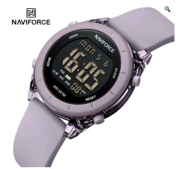 Naviforce NF7108 Fashion Multifunction Digital Silicon Strap Luminious Watch For Women - Beige 8