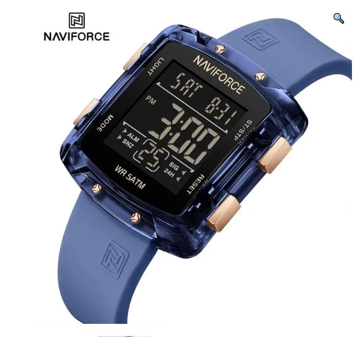 NaviForce NF7121 Women's Digital Movement Square Shape Silicon Strap Watch - Black 3