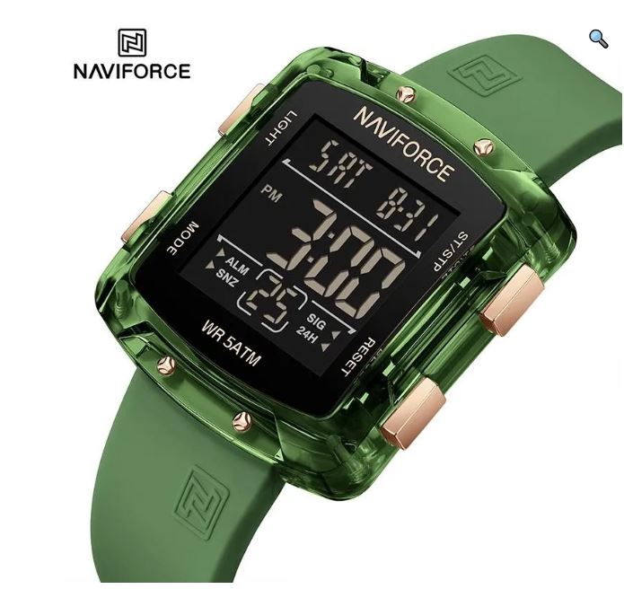 NaviForce NF7121 Women's Digital Movement Square Shape Silicon Strap Watch - Black 4