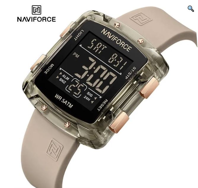 NaviForce NF7121 Women's Digital Movement Square Shape Silicon Strap Watch - Black 5