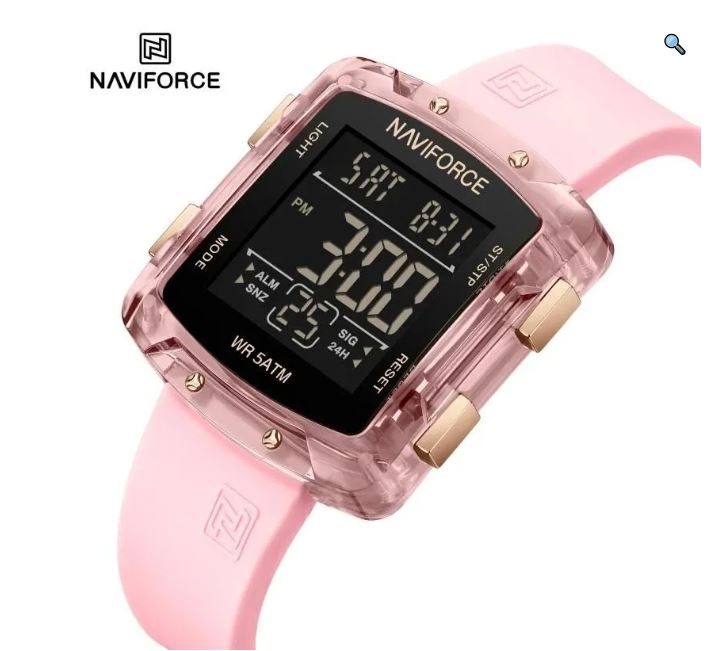 NaviForce NF7121 Women's Digital Movement Square Shape Silicon Strap Watch - Black 6