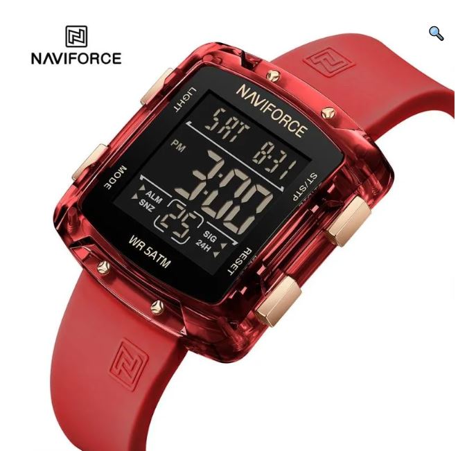 NaviForce NF7121 Women's Digital Movement Square Shape Silicon Strap Watch - Black 8