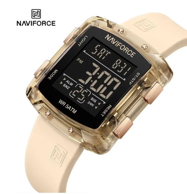 NaviForce NF7121 Women's Digital Movement Square Shape Silicon Strap Watch - Black 9