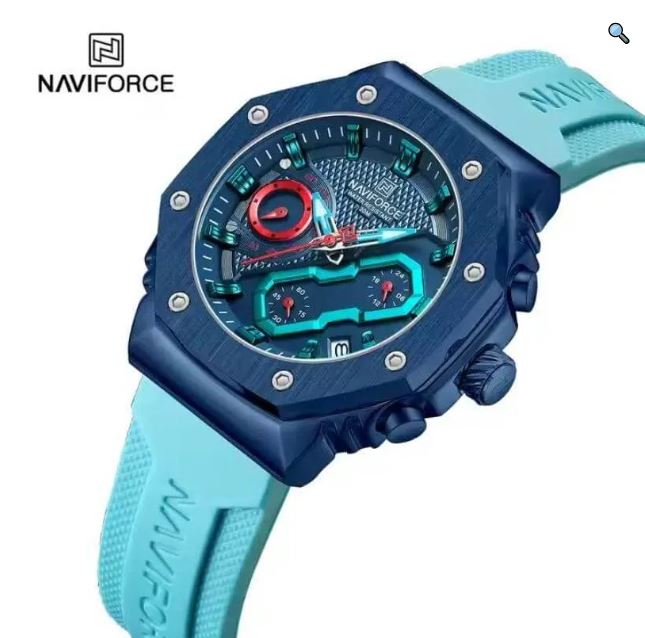 NaviForce NF8035 Women's Fashion Chronograph Date Display Silicone Strap Watch - Blue
