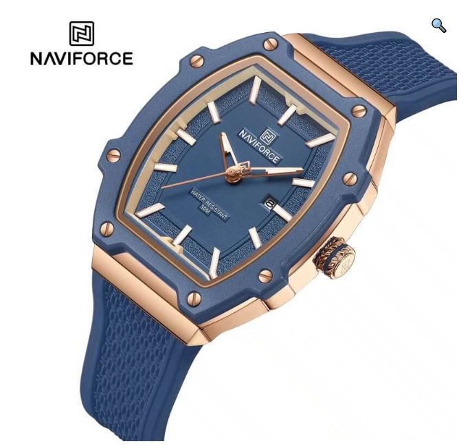 NaviForce NF8069 Elegant Fashion Date Display Silicon Strap Barrel Shape Dial Watch For Women - Black 3