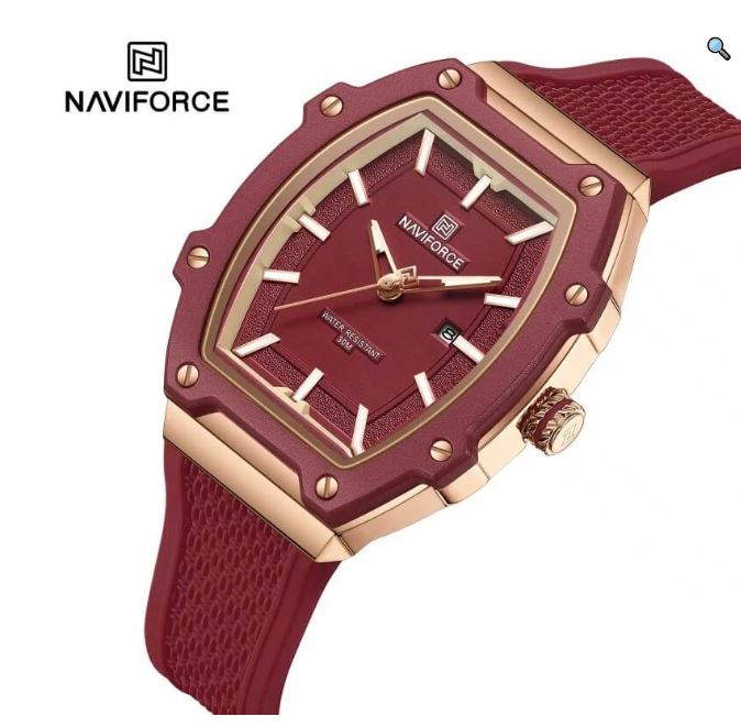 NaviForce NF8069 Elegant Fashion Date Display Silicon Strap Barrel Shape Dial Watch For Women - Black 4