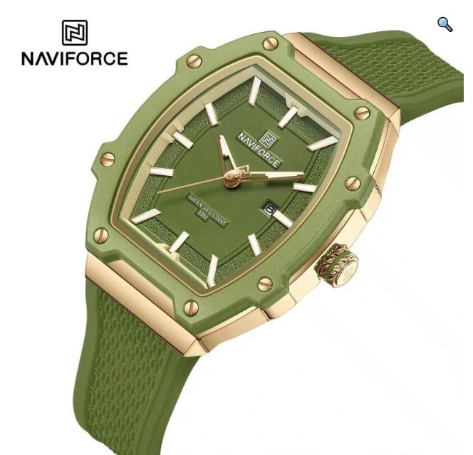 NaviForce NF8069 Elegant Fashion Date Display Silicon Strap Barrel Shape Dial Watch For Women - Black 5