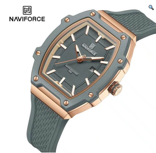 NaviForce NF8069 Elegant Fashion Date Display Silicon Strap Barrel Shape Dial Watch For Women - Black 6