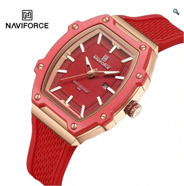 NaviForce NF8069 Elegant Fashion Date Display Silicon Strap Barrel Shape Dial Watch For Women - Black 7