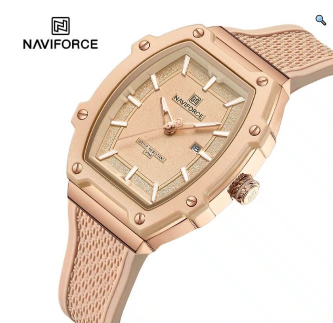 NaviForce NF8069 Elegant Fashion Date Display Silicon Strap Barrel Shape Dial Watch For Women - Black 8
