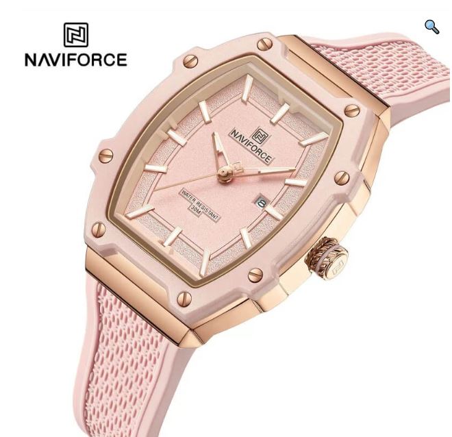 NaviForce NF8069 Elegant Fashion Date Display Silicon Strap Barrel Shape Dial Watch For Women - Black 9