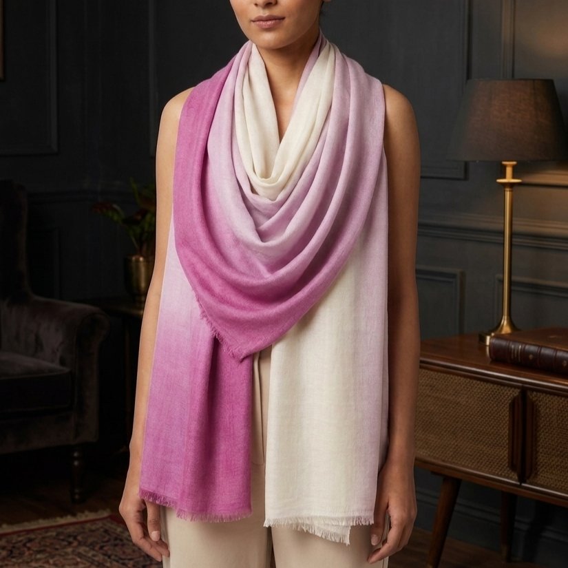 Purple & White Shaded  Pashmina Shawl 2
