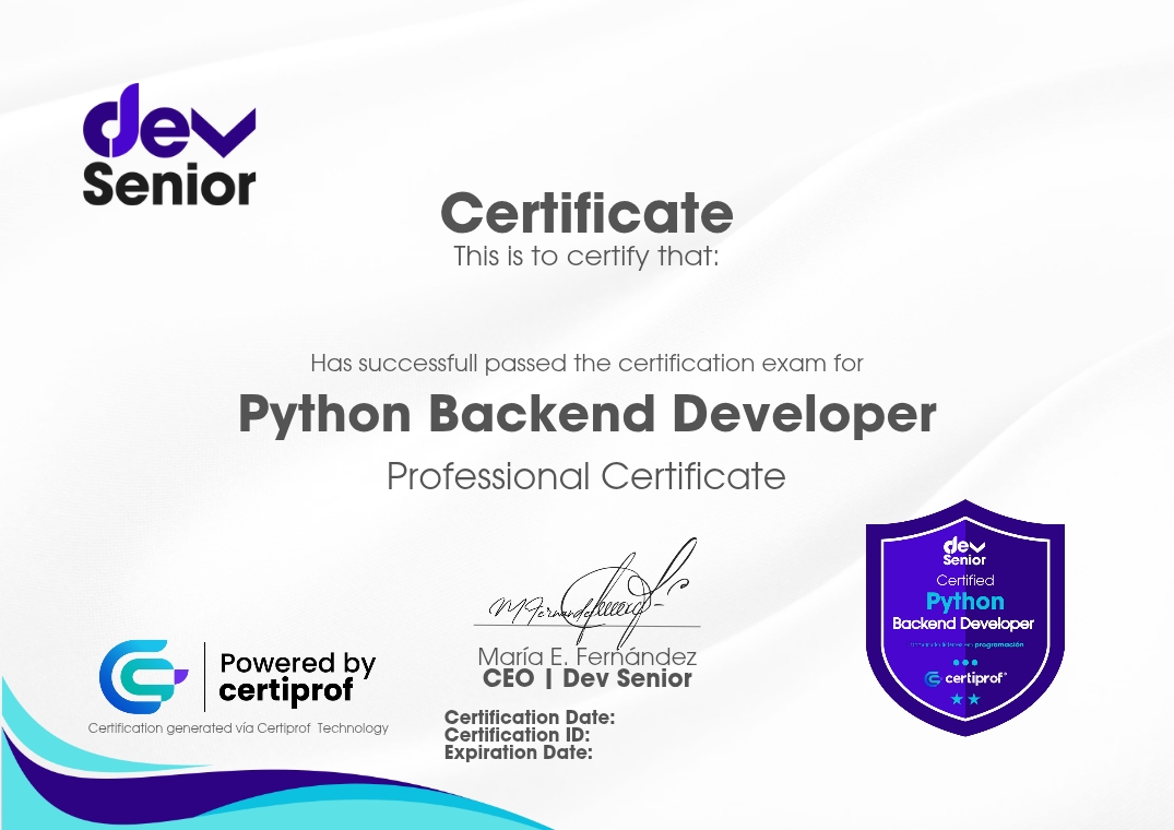Certificado del programa Python Backend Developer