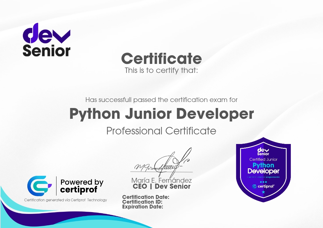 Certificado del programa Python Junior Developer