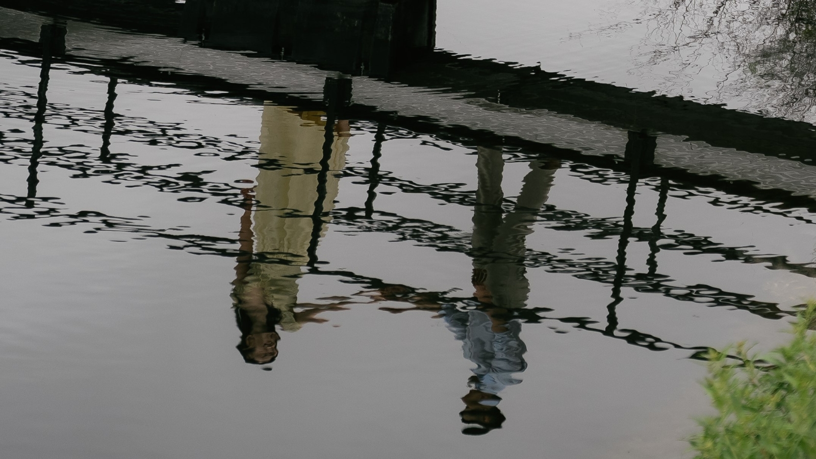 Footer reflection on lake
