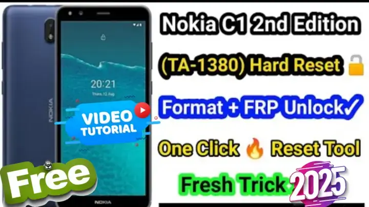 YouTube Video Nokia C1 2nd Edition Hard Reset and FRP Bypass
