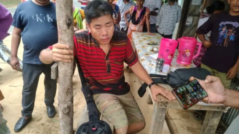 গুইমারায় চাঁদাবাজির সময় গণধোলাইয়ের শিকার মার্টিন চাকমা