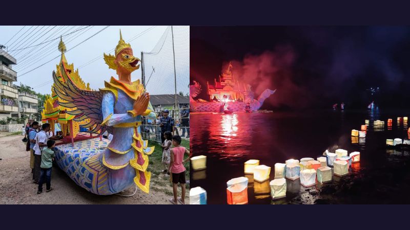 ফানুস ওড়ানো ও রথ উৎসর্গের মধ্য দিয়ে ধুমধামে শেষ হলো 'প্রবারণা পূর্ণিমা'