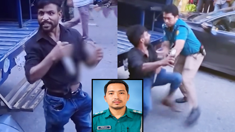 ছুরি হাতে সেই ছিনতাইকারীকে ধরে প্রশংসায় ভাসছেন এসআই বিকিরণ চাকমা