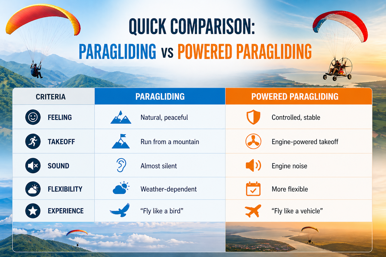 Which Feels More Exciting: Paragliding or Powered Paragliding?