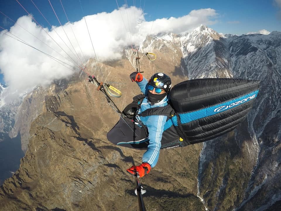 Skybou Bishal - An Artist of the sky with team pilot Sapa Paragliding