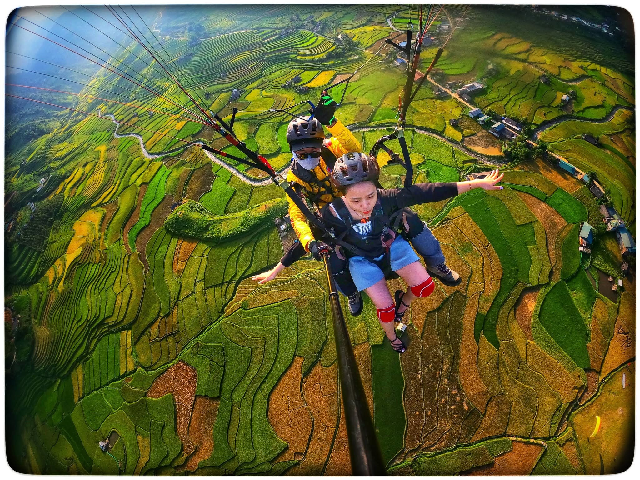 Enjoying a panoramic view of the golden season from above.