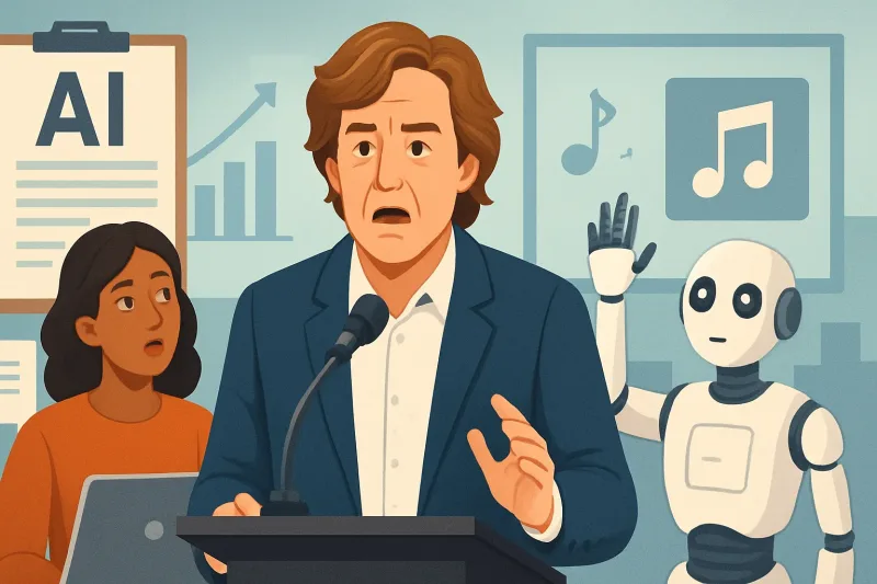 AI 기술을 활용한 생성형 음악의 저작권 문제와 해결 방안을 탐구하는 이미지입니다.