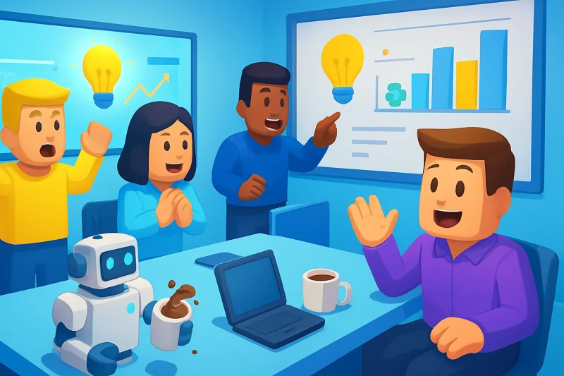 AI 기술을 활용한 자동화로 혁신적인 사무실 환경이 변화하는 모습입니다.