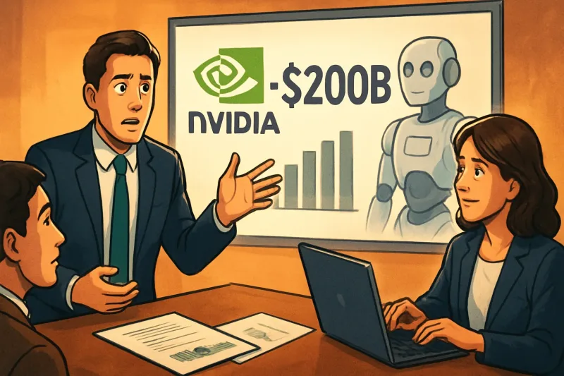 Nvidia가 생성형 AI 칩 경쟁에서 업무 혁신을 위한 200억 달러를 투자하는 모습.