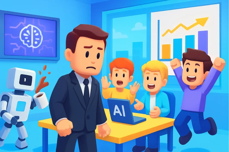 생성형 AI 기술을 활용한 업무 자동화로 효율성을 극대화하는 모습.