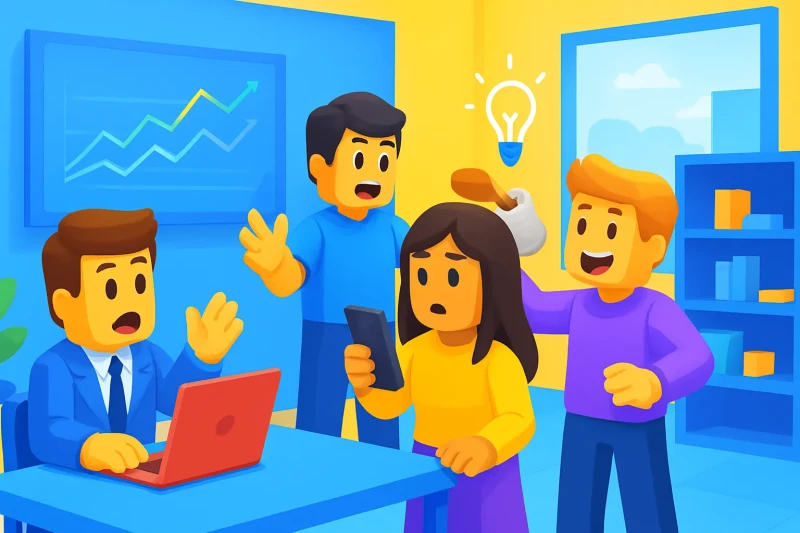 생성형 AI 기술이 업무 환경을 혁신하며 보안 문제를 해결하는 모습.