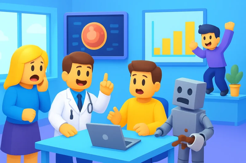 생성형 AI의 윤리적 문제와 자동화 기술을 통한 실무 적용 방안을 논의하는 이미지입니다.