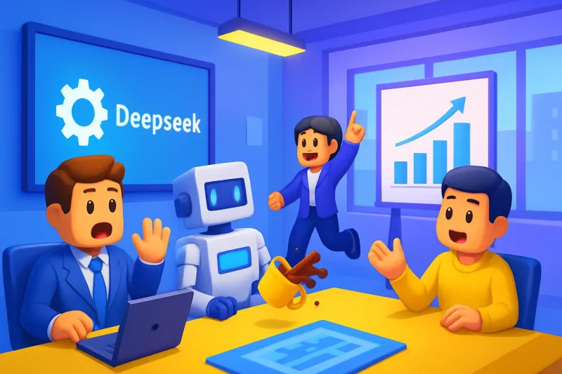 Deepseek의 AI 기술이 업무 자동화를 통해 비용 절감과 보안 리스크 해결에 기여하는 모습입니다.