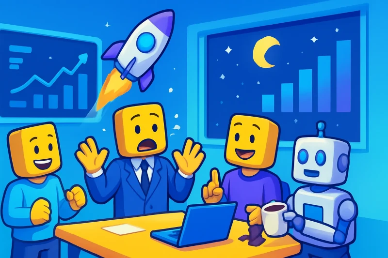 AI 기술이 적용된 데이터센터의 우주 진출과 자동화 혁신을 다룬 이미지입니다.
